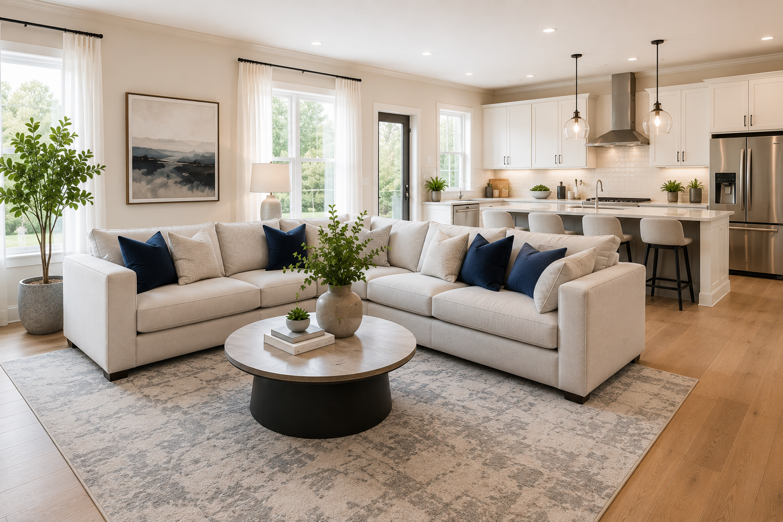Clean modern living room